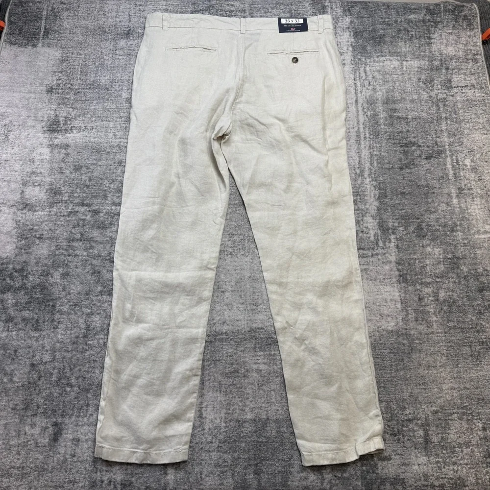 Vineyard Vines Pants Men 36x32 Beige Linen Breaker Chino Beach Resort Preppy NEW